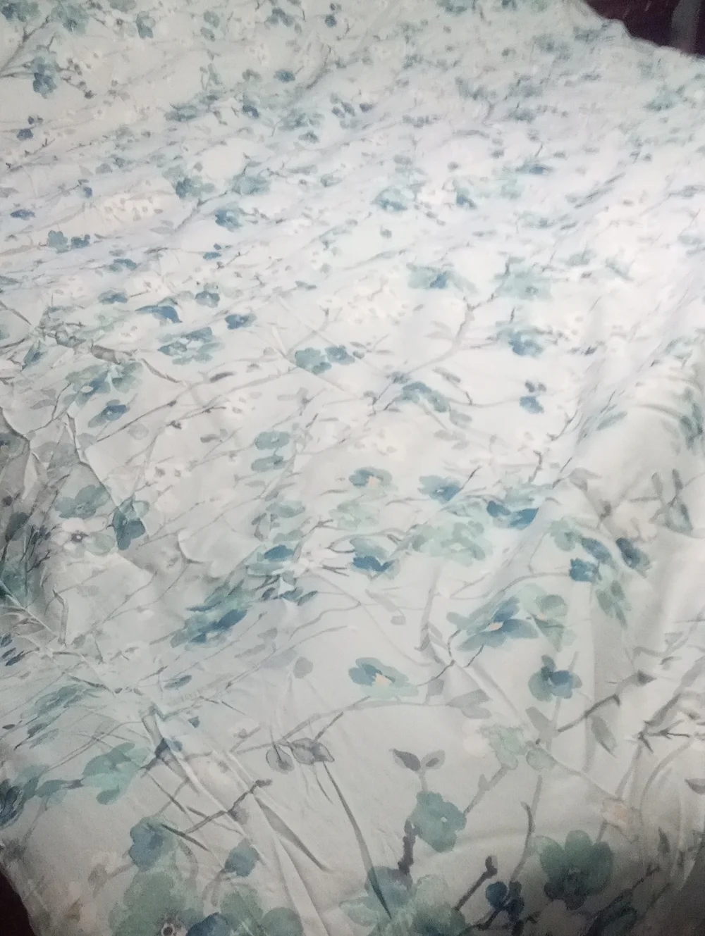 Floral Blue Green Cotton Comforter King NWT $99.99 Floral
